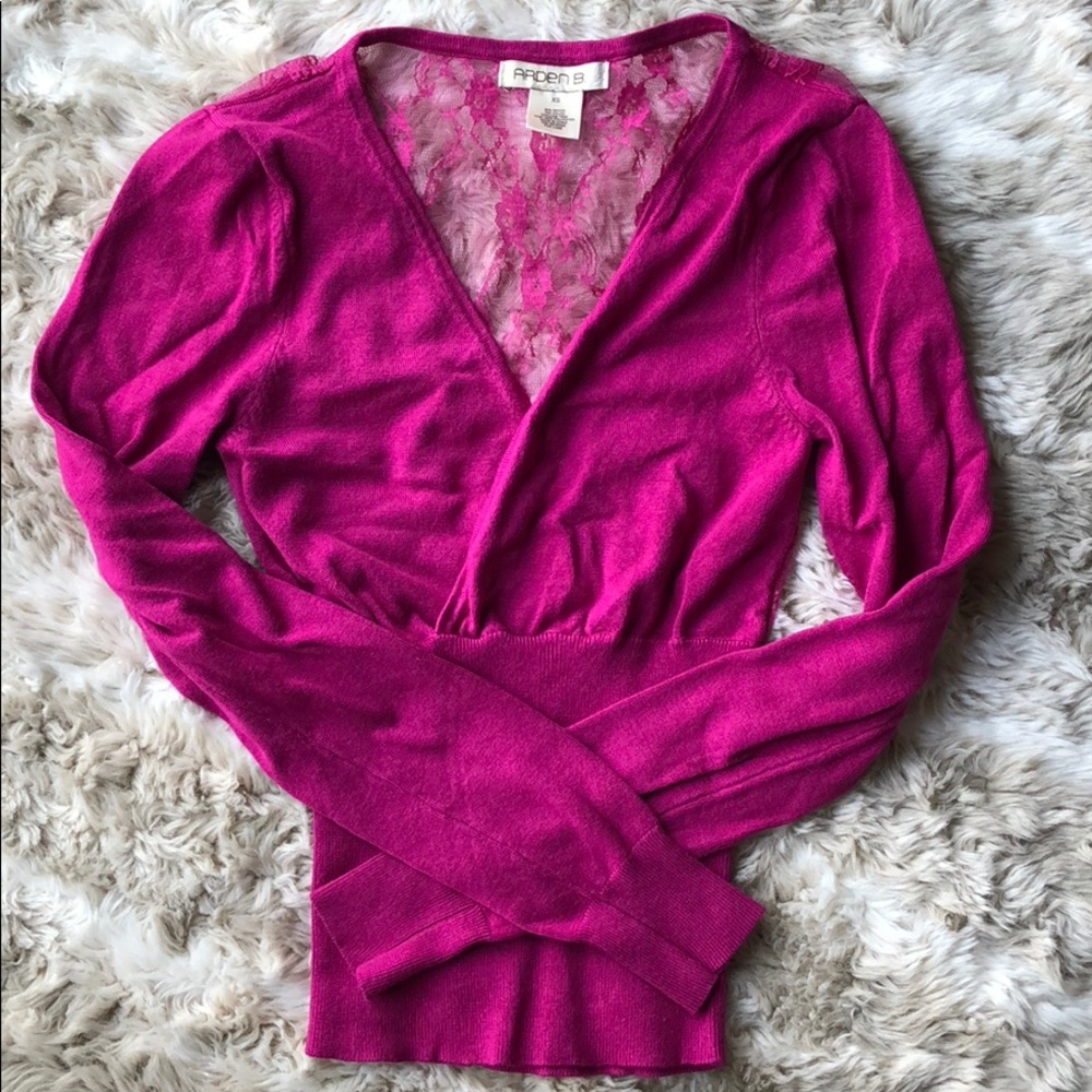 Arden B Pink Lace back sweater
